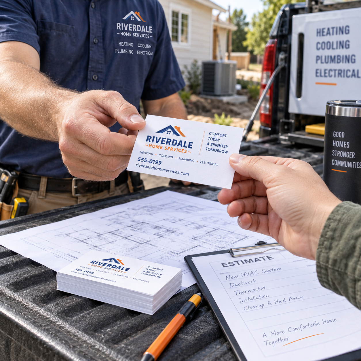 Contractor Business Cards in use