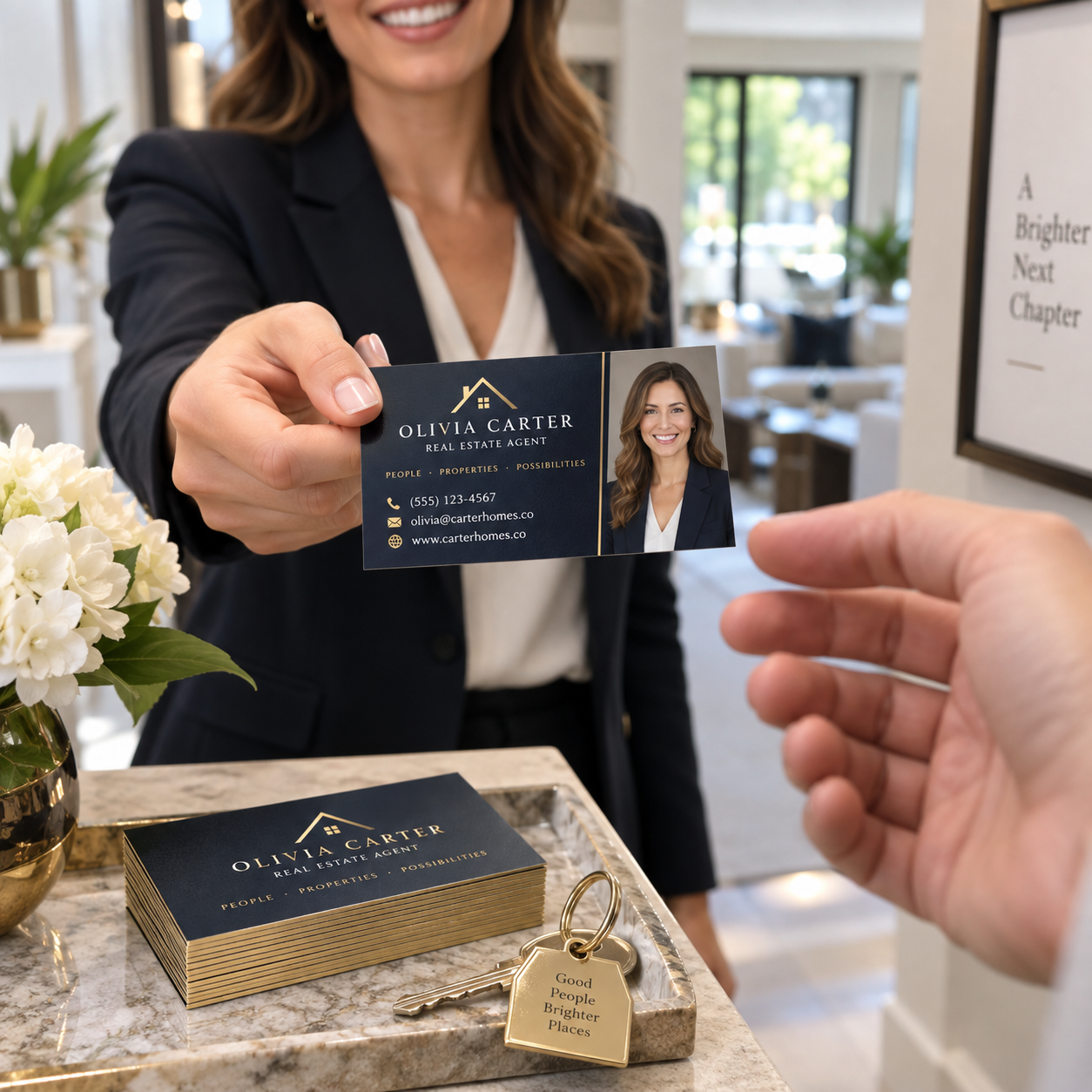 Real Estate Business Cards in use