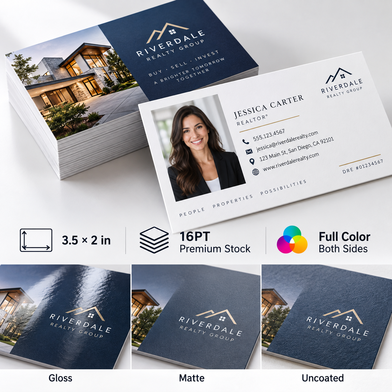 Real Estate Business Cards sizes and specifications
